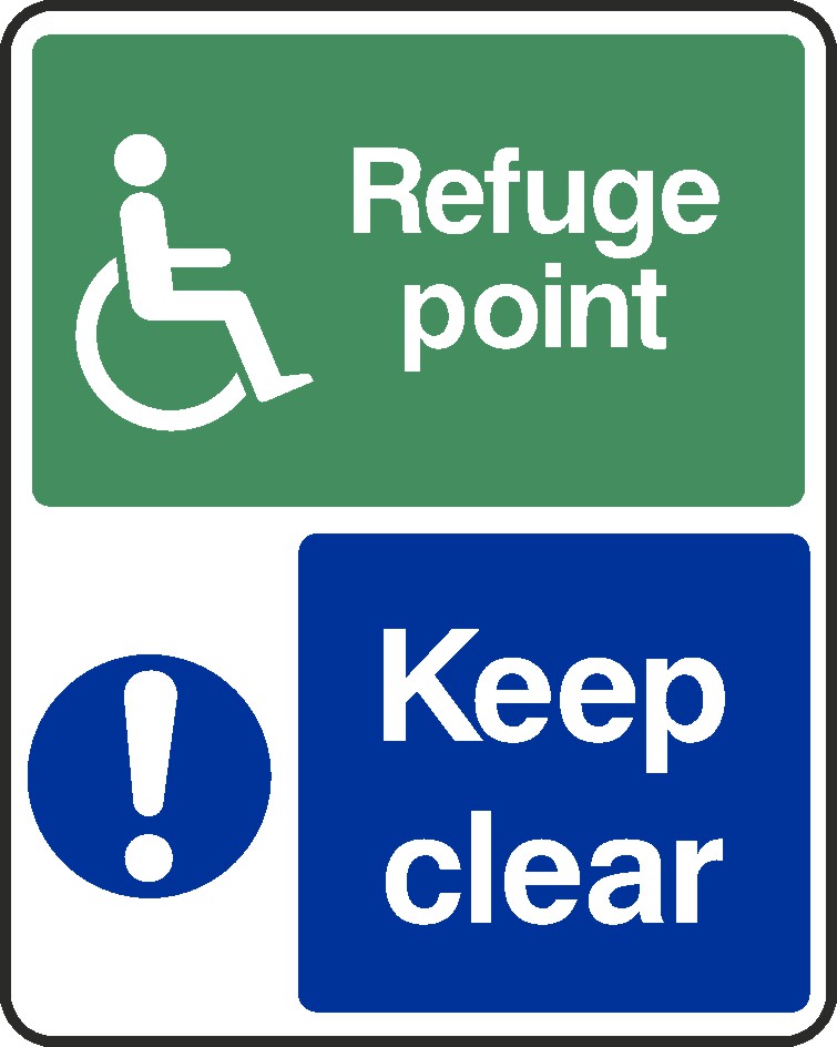 Wheelchair Refuge Point Keep Clear Signs and Stickers