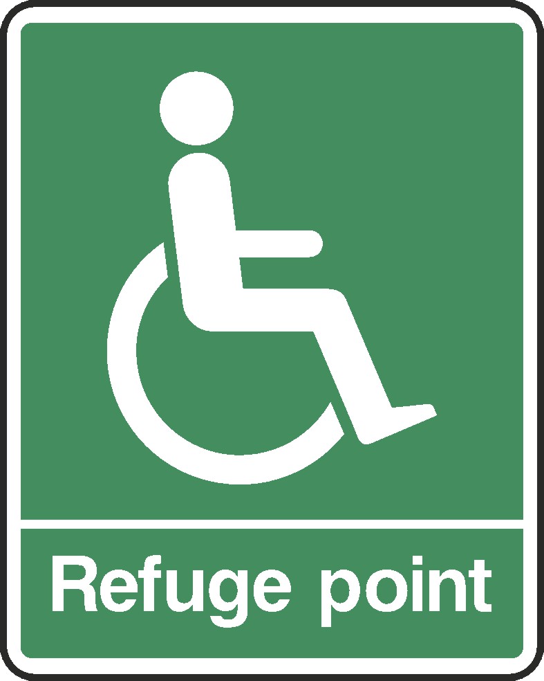 Wheelchair Refuge Point Signs and Stickers