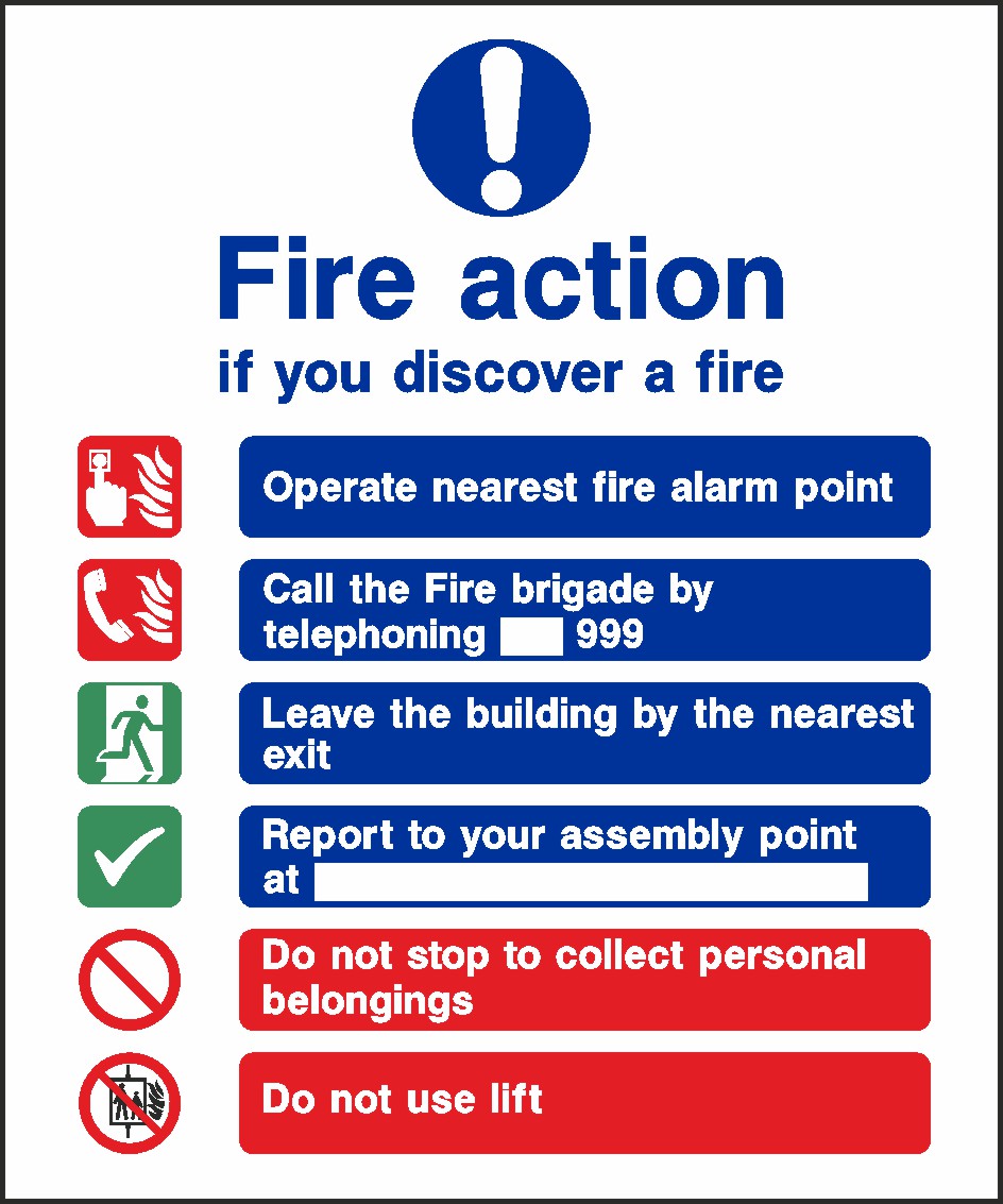 Fire Action Plan Signs and Stickers