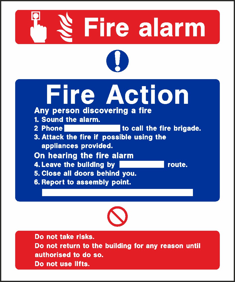 Fire Action Plan Signs and Stickers