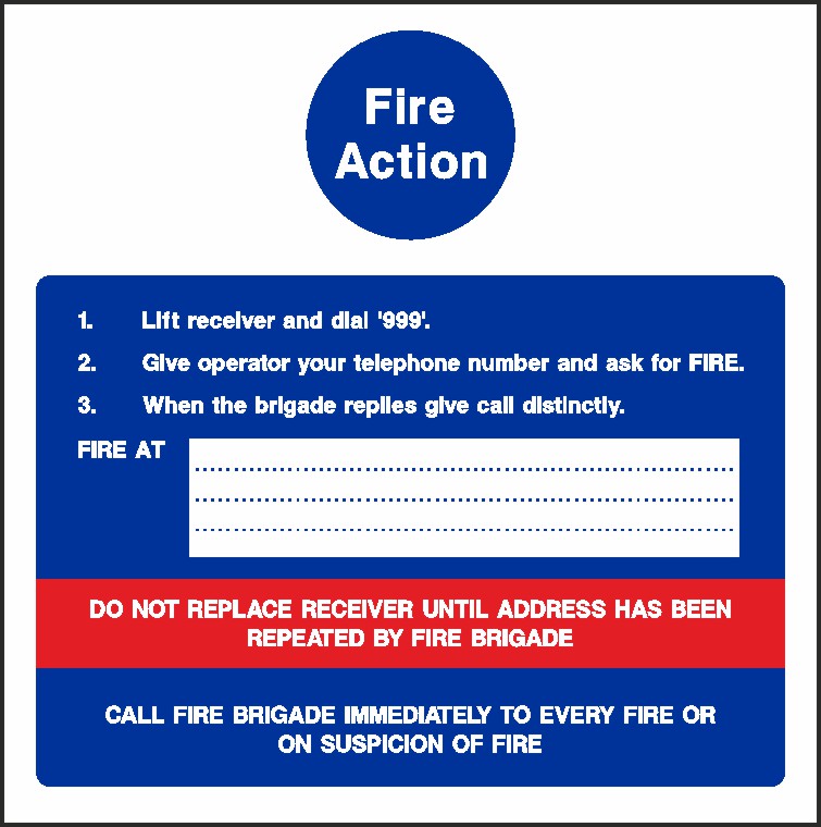 Fire Action Plan Signs and Stickers
