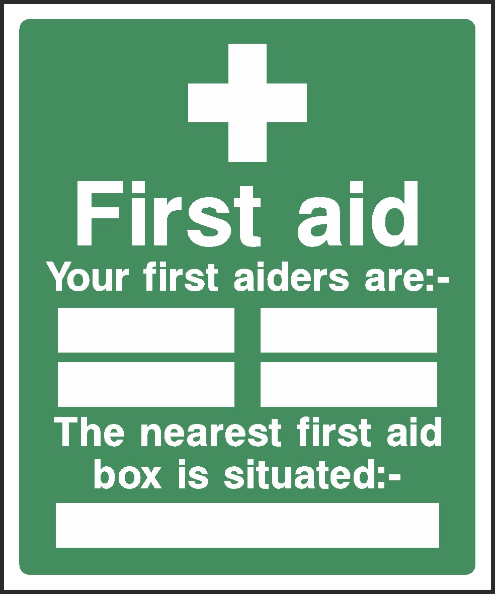 First Aid Box Is Situated Signs and Stickers