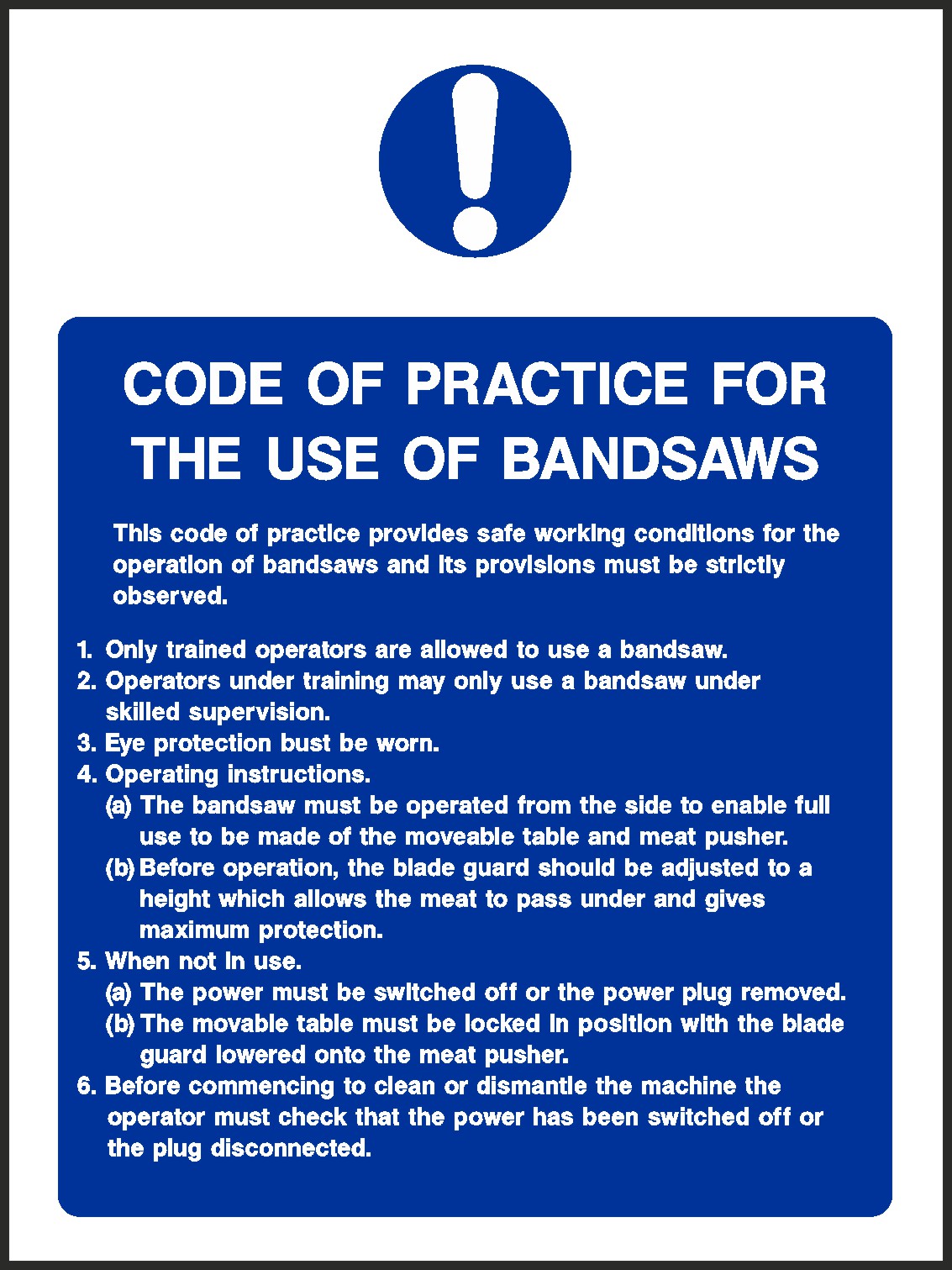 Use Of Bandsaws Signs and Stickers