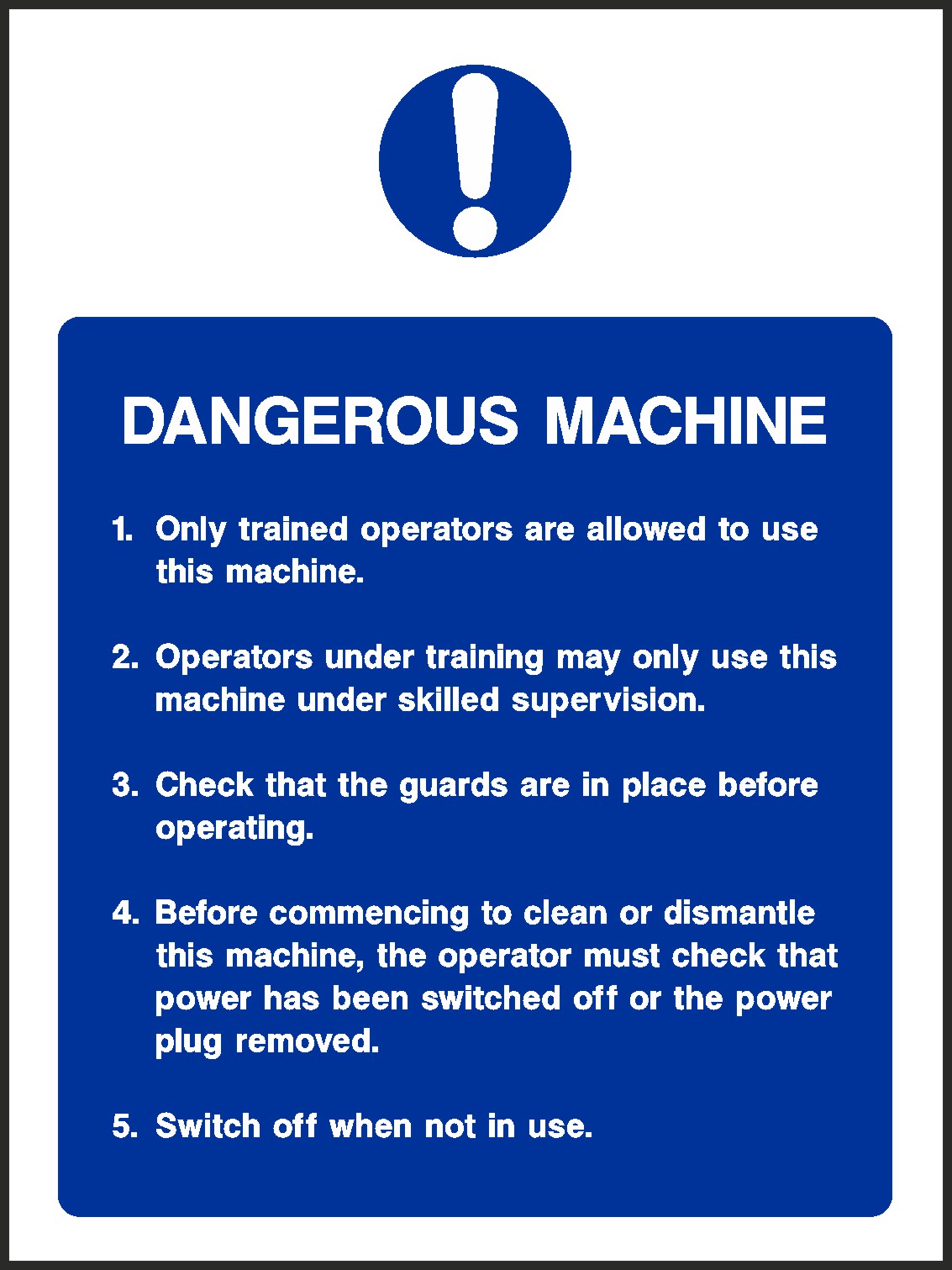 Dangerous Machine Signs and Stickers